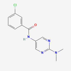 molecular formula C13H13ClN4O B2689749 3-chloro-N-(2-(dimethylamino)pyrimidin-5-yl)benzamide CAS No. 1396845-42-3