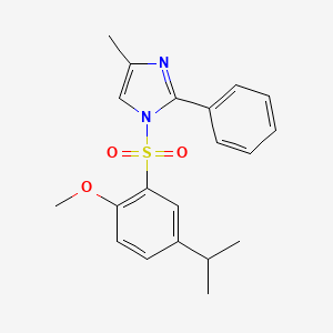 molecular formula C20H22N2O3S B2689751 1-((5-isopropyl-2-methoxyphenyl)sulfonyl)-4-methyl-2-phenyl-1H-imidazole CAS No. 898654-96-1