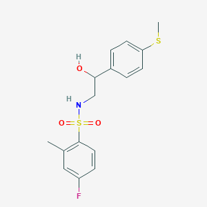 molecular formula C16H18FNO3S2 B2689753 4-fluoro-N-(2-hydroxy-2-(4-(methylthio)phenyl)ethyl)-2-methylbenzenesulfonamide CAS No. 1448136-16-0