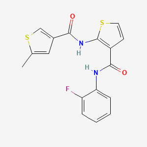 molecular formula C17H13FN2O2S2 B2689764 N-(2-fluorophenyl)-2-[(5-methylthiophene-3-carbonyl)amino]thiophene-3-carboxamide CAS No. 717871-20-0
