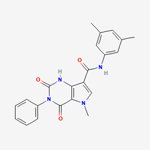molecular formula C22H20N4O3 B2689770 N-(3,5-dimethylphenyl)-5-methyl-2,4-dioxo-3-phenyl-2,3,4,5-tetrahydro-1H-pyrrolo[3,2-d]pyrimidine-7-carboxamide CAS No. 923112-93-0