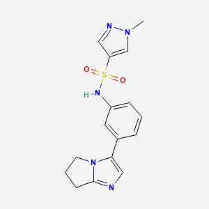 molecular formula C16H17N5O2S B2689775 N-(3-(6,7-dihydro-5H-pyrrolo[1,2-a]imidazol-3-yl)phenyl)-1-methyl-1H-pyrazole-4-sulfonamide CAS No. 1797160-35-0
