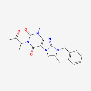 molecular formula C20H21N5O3 B2689779 6-Benzyl-4,7-dimethyl-2-(3-oxobutan-2-yl)purino[7,8-a]imidazole-1,3-dione CAS No. 876670-79-0