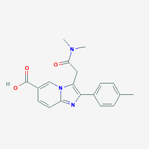 molecular formula C19H19N3O3 B026898 Imidazo(1,2-a)pyridine-6-carboxylic acid, 3-(2-(dimethylamino)-2-oxoethyl)-2-(4-methylphenyl)- CAS No. 109461-15-6