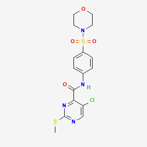 molecular formula C16H17ClN4O4S2 B2689803 5-chloro-2-(methylthio)-N-[4-(4-morpholinylsulfonyl)phenyl]-4-pyrimidinecarboxamide CAS No. 833437-18-6