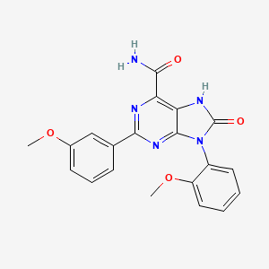 9-(2-methoxyphenyl)-2-(3-methoxyphenyl)-8-oxo-7H-purine-6-carboxamide