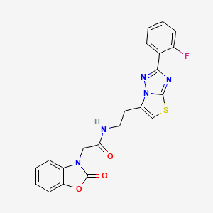 N-(2-(2-(2-fluorophenyl)thiazolo[3,2-b][1,2,4]triazol-6-yl)ethyl)-2-(2-oxobenzo[d]oxazol-3(2H)-yl)acetamide