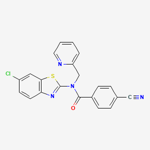 molecular formula C21H13ClN4OS B2689827 N-(6-氯苯并[d]噻唑-2-基)-4-氰基-N-(吡啶-2-基甲基)苯甲酰胺 CAS No. 900005-75-6
