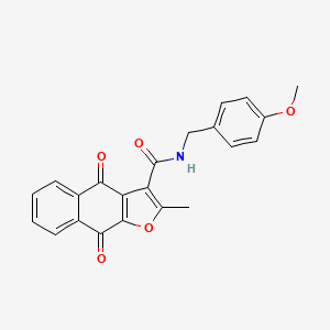 molecular formula C22H17NO5 B2689841 N-[(4-甲氧基苯基)甲基]-2-甲基-4,9-二氧代-3-苯并[f]苯并呋喃-2-甲酰胺 CAS No. 867135-76-0