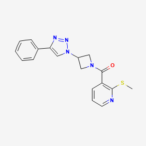 molecular formula C18H17N5OS B2689846 (2-(甲硫基)吡啶-3-基)(3-(4-苯基-1H-1,2,3-三唑-1-基)氮杂环丁烷-1-基)甲酮 CAS No. 2034523-47-0