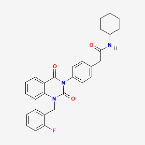 molecular formula C29H28FN3O3 B2689851 N-cyclohexyl-2-(4-(1-(2-fluorobenzyl)-2,4-dioxo-1,2-dihydroquinazolin-3(4H)-yl)phenyl)acetamide CAS No. 1224015-00-2
