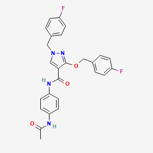 molecular formula C26H22F2N4O3 B2689857 N-(4-乙酰氨基苯基)-1-(4-氟苯甲基)-3-((4-氟苯甲基)氧基)-1H-吡唑-4-甲酰胺 CAS No. 1014069-31-8