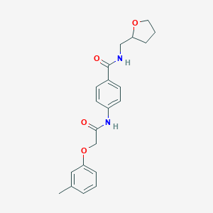molecular formula C21H24N2O4 B268986 4-{[(3-methylphenoxy)acetyl]amino}-N-(tetrahydro-2-furanylmethyl)benzamide 