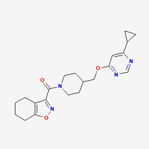 molecular formula C21H26N4O3 B2689863 (4-(((6-Cyclopropylpyrimidin-4-yl)oxy)methyl)piperidin-1-yl)(4,5,6,7-tetrahydrobenzo[d]isoxazol-3-yl)methanone CAS No. 2310153-25-2