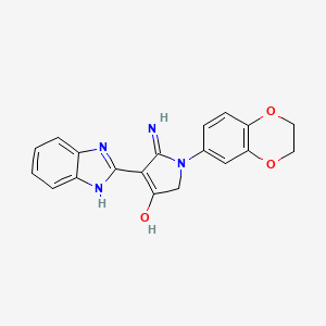 molecular formula C19H16N4O3 B2689864 5-氨基-4-(1H-苯并[d]咪唑-2-基)-1-(2,3-二氢苯并[b][1,4]二噁杂环-6-基)-1H-吡咯-3(2H)-酮 CAS No. 885190-17-0