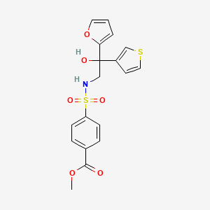 molecular formula C18H17NO6S2 B2689872 methyl 4-(N-(2-(furan-2-yl)-2-hydroxy-2-(thiophen-3-yl)ethyl)sulfamoyl)benzoate CAS No. 2034397-72-1