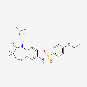 molecular formula C24H32N2O5S B2689874 4-ethoxy-N-(5-isopentyl-3,3-dimethyl-4-oxo-2,3,4,5-tetrahydrobenzo[b][1,4]oxazepin-8-yl)benzenesulfonamide CAS No. 922022-41-1