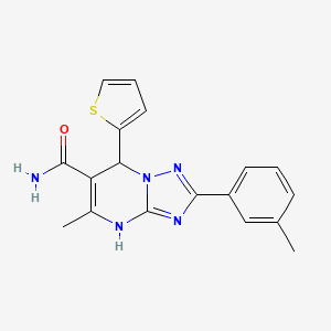 molecular formula C18H17N5OS B2689881 5-Methyl-7-(thiophen-2-yl)-2-(m-tolyl)-4,7-dihydro-[1,2,4]triazolo[1,5-a]pyrimidine-6-carboxamide CAS No. 538317-40-7