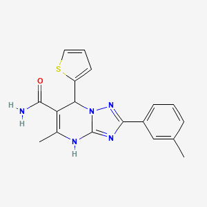 molecular formula C18H17N5OS B2689881 5-methyl-2-(3-methylphenyl)-7-(thiophen-2-yl)-4H,7H-[1,2,4]triazolo[1,5-a]pyrimidine-6-carboxamide CAS No. 538317-40-7