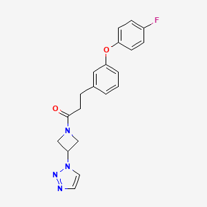 molecular formula C20H19FN4O2 B2689886 1-(3-(1H-1,2,3-triazol-1-yl)azetidin-1-yl)-3-(3-(4-fluorophenoxy)phenyl)propan-1-one CAS No. 2197824-58-9