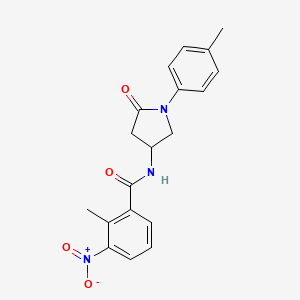 molecular formula C19H19N3O4 B2689887 2-甲基-3-硝基-N-(5-氧代-1-(对甲苯基)吡咯啉-3-基)苯甲酰胺 CAS No. 896366-23-7