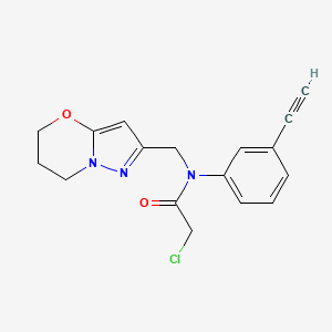 molecular formula C17H16ClN3O2 B2689891 2-Chloro-N-(6,7-dihydro-5H-pyrazolo[5,1-b][1,3]oxazin-2-ylmethyl)-N-(3-ethynylphenyl)acetamide CAS No. 2411301-52-3