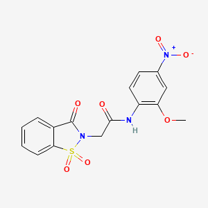 molecular formula C16H13N3O7S B2689908 2-(1,1-dioxido-3-oxo-1,2-benzothiazol-2(3H)-yl)-N-(2-methoxy-4-nitrophenyl)acetamide CAS No. 380570-30-9