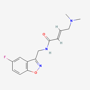 molecular formula C14H16FN3O2 B2689920 (E)-4-(Dimethylamino)-N-[(5-fluoro-1,2-benzoxazol-3-yl)methyl]but-2-enamide CAS No. 2411325-36-3
