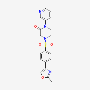 molecular formula C19H18N4O4S B2689924 4-[4-(2-Methyl-1,3-oxazol-4-yl)benzenesulfonyl]-1-(pyridin-3-yl)piperazin-2-one CAS No. 2097896-95-0