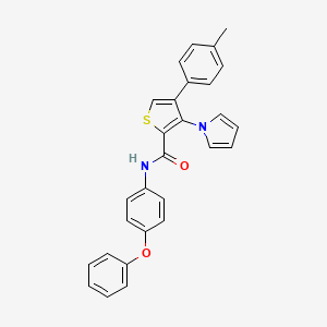 molecular formula C28H22N2O2S B2689941 4-(4-methylphenyl)-N-(4-phenoxyphenyl)-3-(1H-pyrrol-1-yl)thiophene-2-carboxamide CAS No. 1359067-00-7