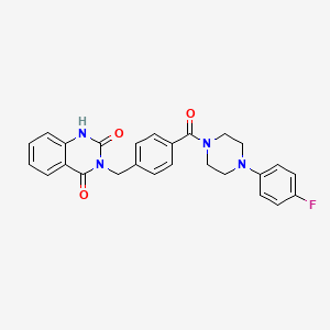 molecular formula C26H23FN4O3 B2689945 3-(4-{[4-(4-fluorophenyl)piperazin-1-yl]carbonyl}benzyl)quinazoline-2,4(1H,3H)-dione CAS No. 909092-75-7