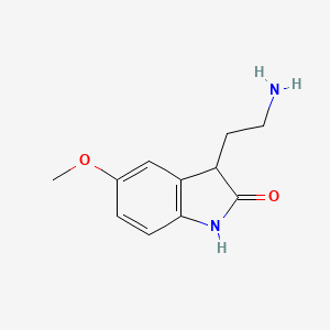 molecular formula C11H14N2O2 B2689958 3-(2-aminoethyl)-5-methoxy-1,3-dihydro-2H-indol-2-one CAS No. 156632-38-1