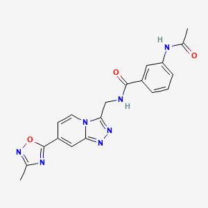 molecular formula C19H17N7O3 B2689980 3-acetamido-N-((7-(3-methyl-1,2,4-oxadiazol-5-yl)-[1,2,4]triazolo[4,3-a]pyridin-3-yl)methyl)benzamide CAS No. 2034599-36-3
