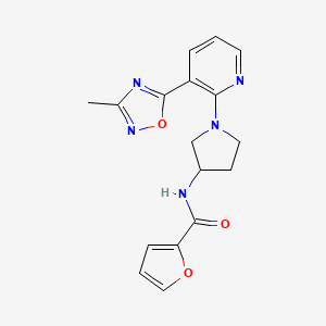 molecular formula C17H17N5O3 B2689985 N-{1-[3-(3-甲基-1,2,4-噁二唑-5-基)吡啶-2-基]吡咯烷-3-基}-2-呋酰胺 CAS No. 1396864-77-9