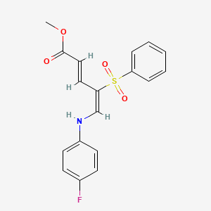 molecular formula C18H16FNO4S B2689991 Methyl 5-(4-fluoroanilino)-4-(phenylsulfonyl)-2,4-pentadienoate CAS No. 339276-74-3