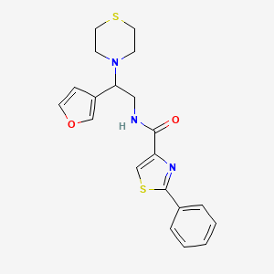 molecular formula C20H21N3O2S2 B2689999 N-(2-(furan-3-yl)-2-thiomorpholinoethyl)-2-phenylthiazole-4-carboxamide CAS No. 2034572-93-3