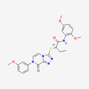 molecular formula C24H25N5O5S B2690000 N-(2,5-dimethoxyphenyl)-2-((7-(3-methoxyphenyl)-8-oxo-7,8-dihydro-[1,2,4]triazolo[4,3-a]pyrazin-3-yl)thio)butanamide CAS No. 1223860-63-6