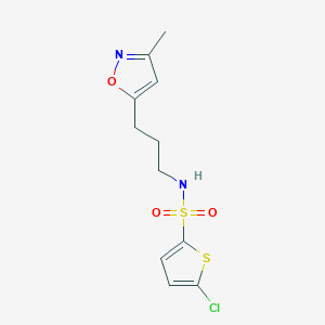 molecular formula C11H13ClN2O3S2 B2690017 5-chloro-N-(3-(3-methylisoxazol-5-yl)propyl)thiophene-2-sulfonamide CAS No. 2034509-30-1