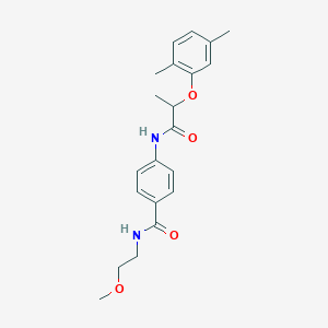molecular formula C21H26N2O4 B269002 4-{[2-(2,5-dimethylphenoxy)propanoyl]amino}-N-(2-methoxyethyl)benzamide 