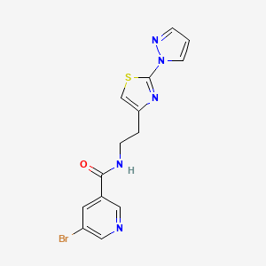 molecular formula C14H12BrN5OS B2690020 N-(2-(2-(1H-pyrazol-1-yl)thiazol-4-yl)ethyl)-5-bromonicotinamide CAS No. 1428349-81-8
