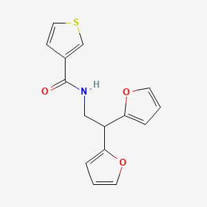 molecular formula C15H13NO3S B2690022 N-(2,2-di(furan-2-yl)ethyl)thiophene-3-carboxamide CAS No. 2097893-66-6