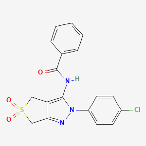 molecular formula C18H14ClN3O3S B2690023 N-[2-(4-chlorophenyl)-5,5-dioxo-4,6-dihydrothieno[3,4-c]pyrazol-3-yl]benzamide CAS No. 681266-65-9