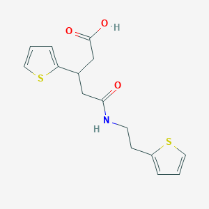 molecular formula C15H17NO3S2 B2690024 5-氧代-3-(噻吩-2-基)-5-((2-(噻吩-2-基)乙基)氨基)戊酸 CAS No. 1428367-00-3