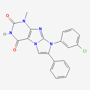 molecular formula C20H14ClN5O2 B2690025 8-(3-chlorophenyl)-1-methyl-7-phenyl-1H-imidazo[2,1-f]purine-2,4(3H,8H)-dione CAS No. 879440-61-6