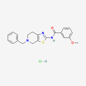 molecular formula C21H22ClN3O2S B2690026 N-(5-苄基-4,5,6,7-四氢噻唑并[5,4-c]吡啶-2-基)-3-甲氧基苯甲酰胺；盐酸盐 CAS No. 1189471-10-0
