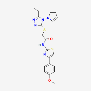 2-{[5-ethyl-4-(1H-pyrrol-1-yl)-4H-1,2,4-triazol-3-yl]sulfanyl}-N-[4-(4-methoxyphenyl)-1,3-thiazol-2-yl]acetamide