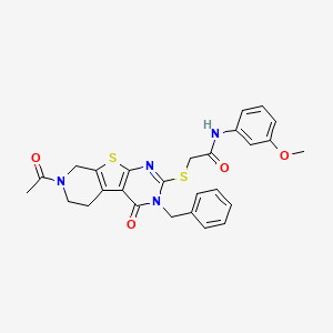2-((7-acetyl-3-benzyl-4-oxo-3,4,5,6,7,8-hexahydropyrido[4',3':4,5]thieno[2,3-d]pyrimidin-2-yl)thio)-N-(3-methoxyphenyl)acetamide