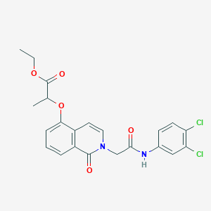 molecular formula C22H20Cl2N2O5 B2690034 Ethyl 2-[2-[2-(3,4-dichloroanilino)-2-oxoethyl]-1-oxoisoquinolin-5-yl]oxypropanoate CAS No. 868224-54-8