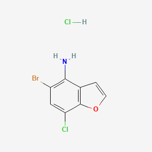 molecular formula C8H6BrCl2NO B2690047 5-Bromo-7-chloro-1-benzofuran-4-amine;hydrochloride CAS No. 2375259-41-7