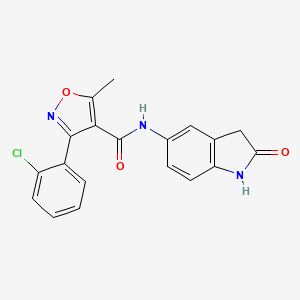 molecular formula C19H14ClN3O3 B2690058 3-(2-氯苯基)-5-甲基-N-(2-氧代吲哚-5-基)异噁唑-4-甲酰胺 CAS No. 921774-58-5